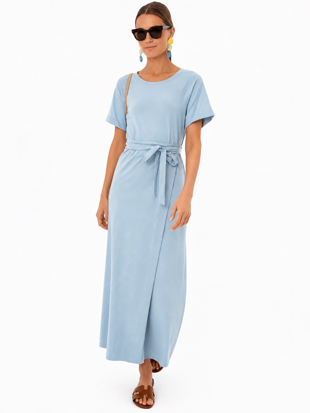 Tuckernuck Sawyer Cotton Knit Raglan Sleeve Maxi Dress Light Blue Size XS EUC